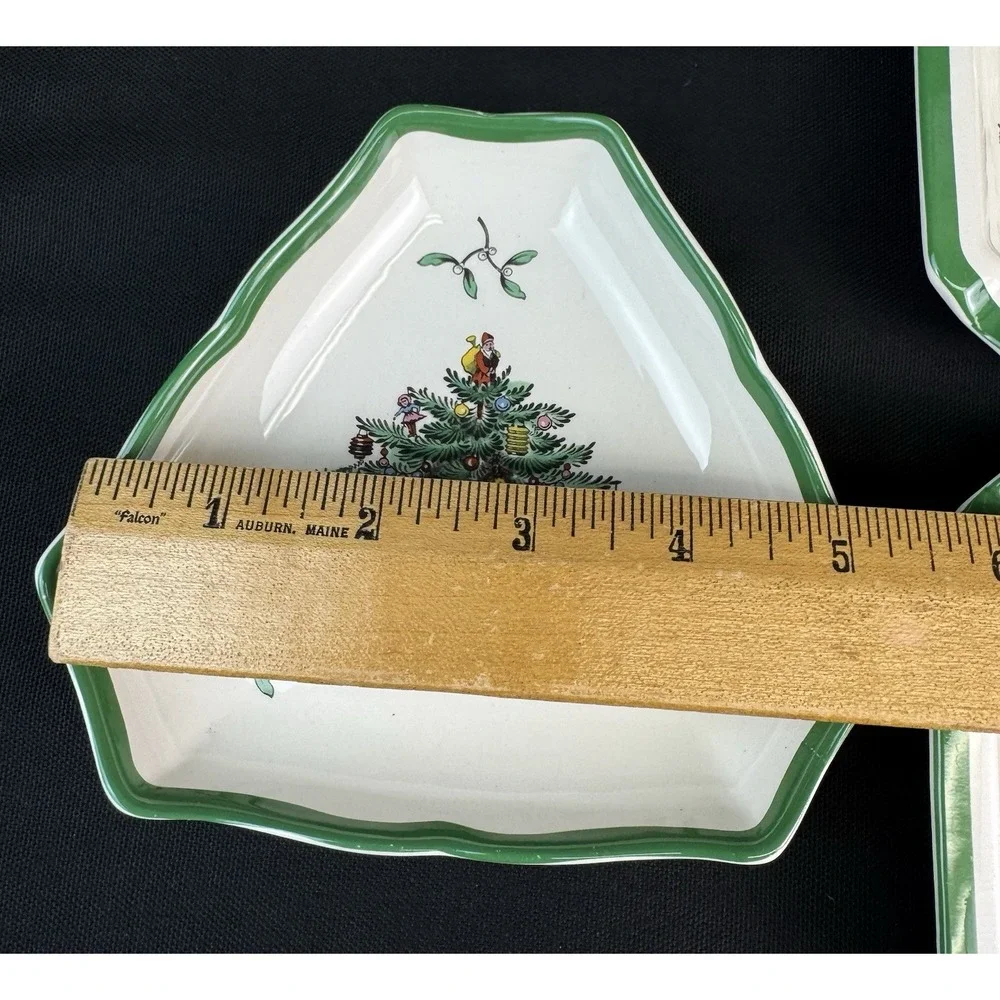 Spode Christmas Tree Pattern Lot Of 5 Small Trays Square Oval & Triangle